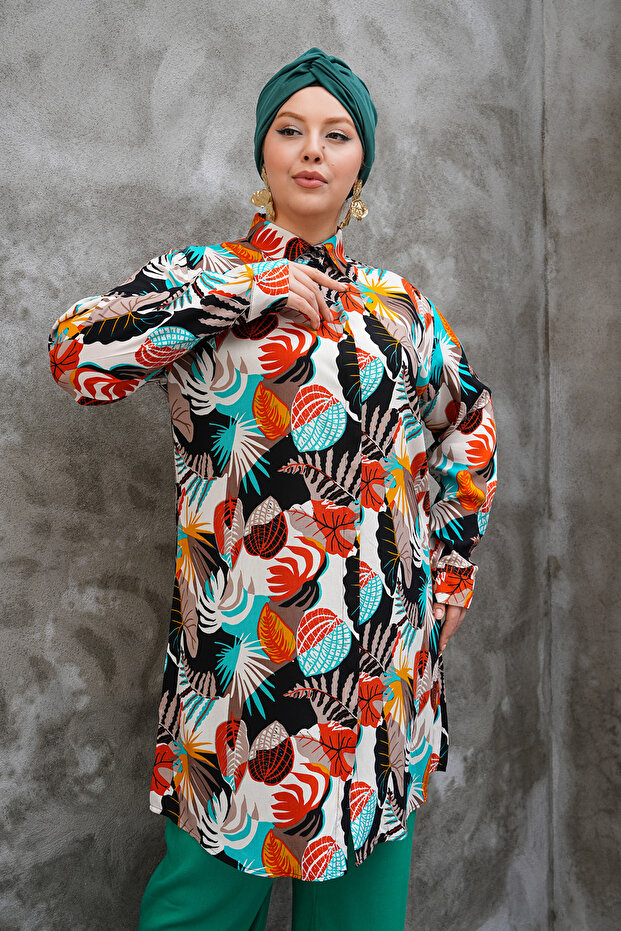 تونيك منقوش متعدد الألوان - 1