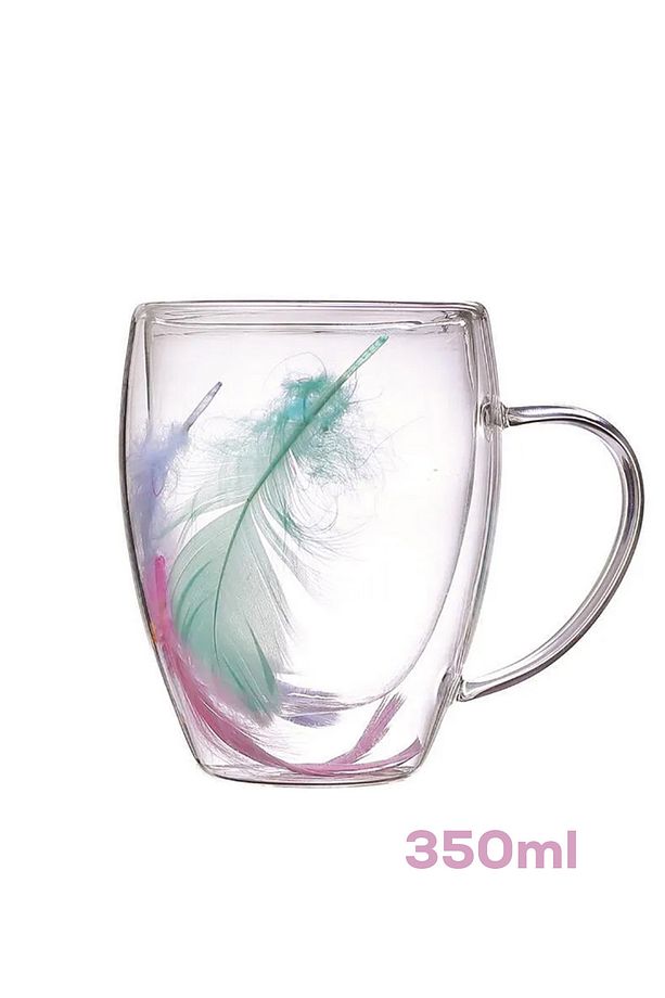 16796 Double Feather Çift Cidarlı Kupa Bardak 2 Adet 350 ml - 3