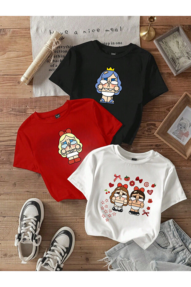 3 lü CryBaby Kids Design Unisex Oversize T-Shirt