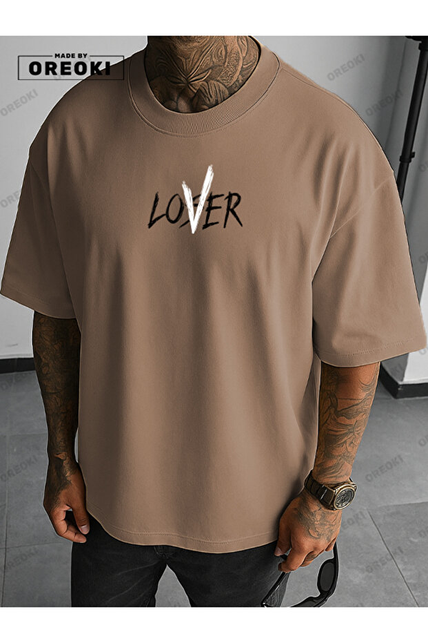 Not a Lover Loser Printed Cotton Fabric Men's Light Brown T-Shirt