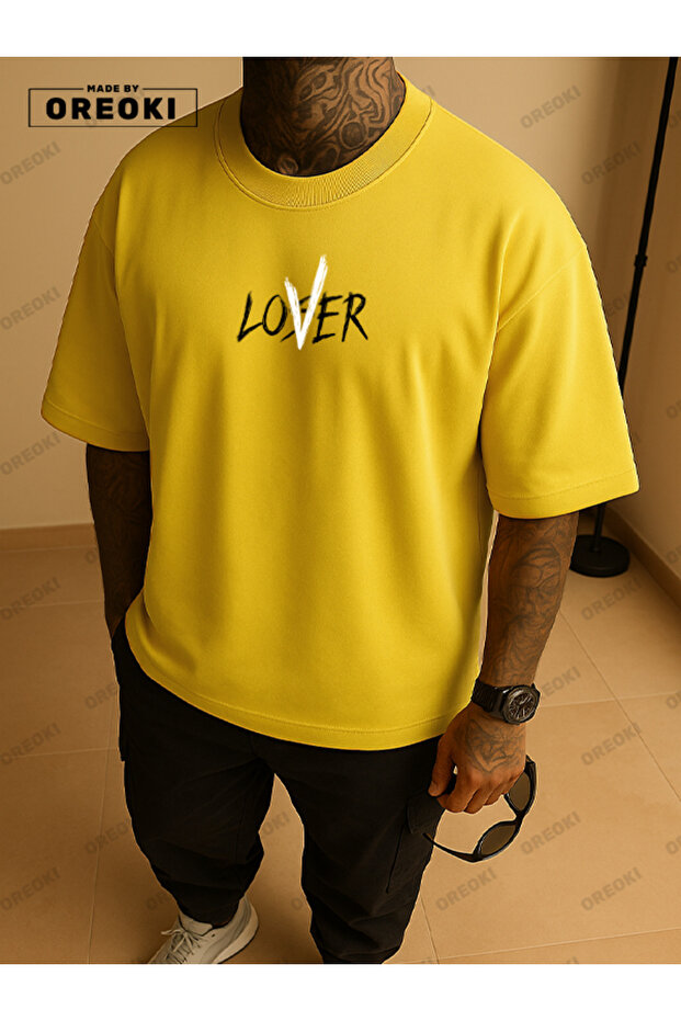 Not a Lost Lover Printed Cotton Fabric Men's Yellow T-Shirt