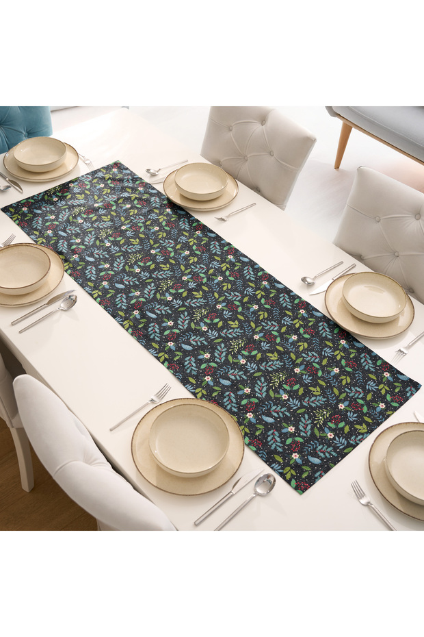Special Design Cotton Decorative Floral Patterned Black Rectangular Runner 50X150