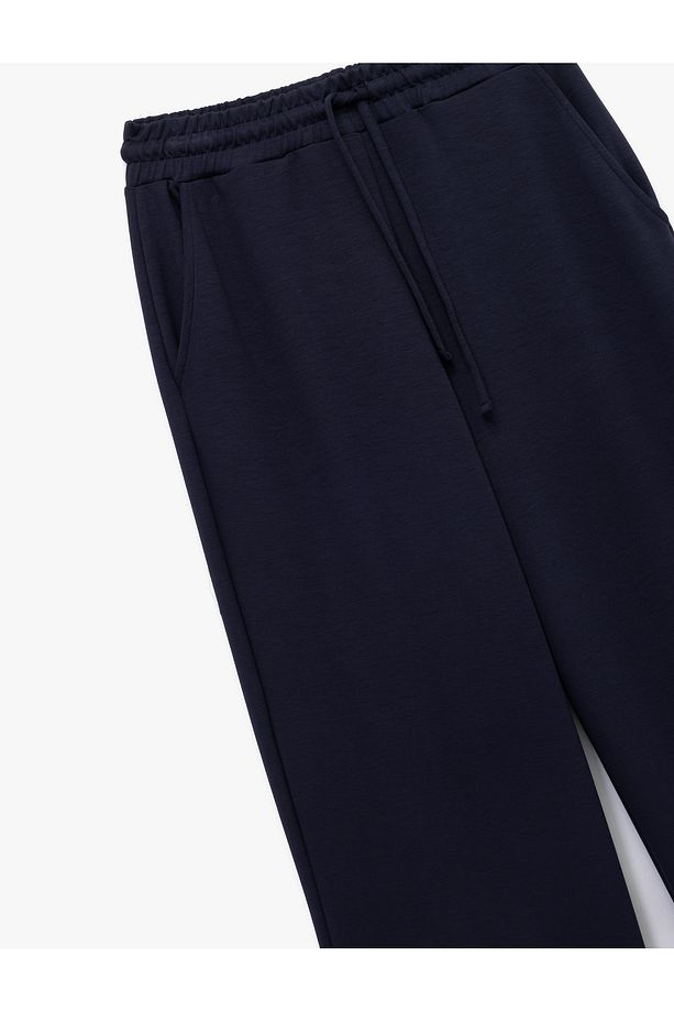 Oversize Yüksek Bel Cep Detaylı Geniş Paça Spor Eşofman Altı - 3