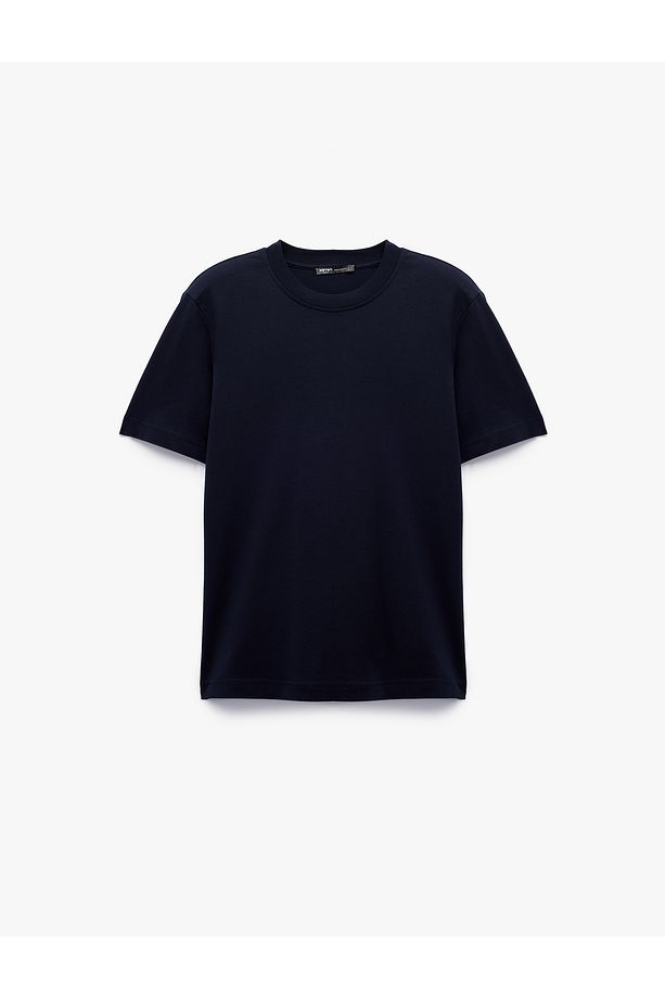 Pamuklu Kısa Kollu Regular Fit Bisiklet Yaka Basic Tişört - 1