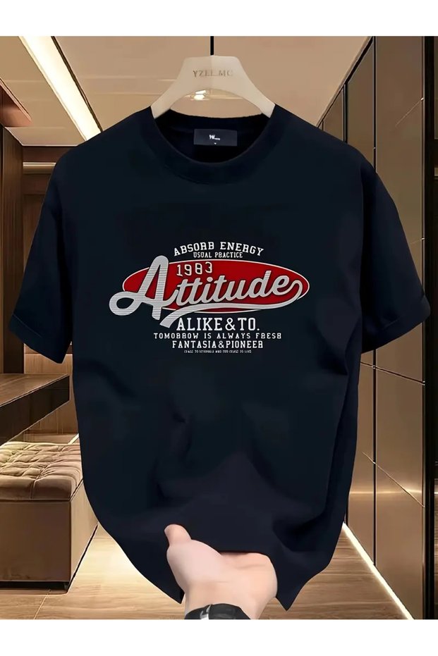 Unisex Attitude Printed Oversize Crew Neck T-Shirt