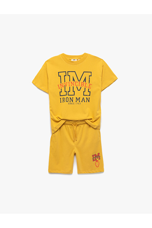 Iron Man Printed Short Sleeve Licensed Cotton T-Shirt and Shorts Set