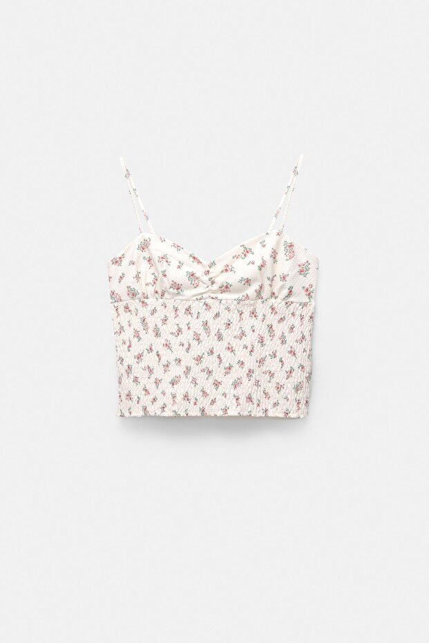 Çiçekli askılı bluz - 6