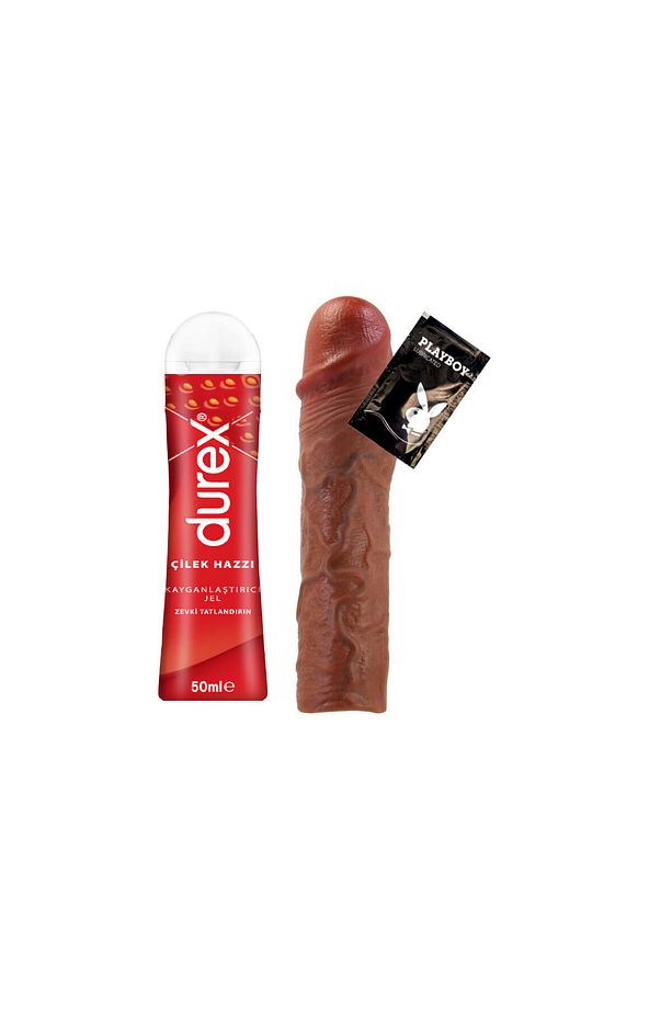 Çilekli 50 ml Jeli + Yıkanabilir 7.6 cm Uzun ve Kalın Gösteren Kılıf C-BI0262681 + Hediye - 1