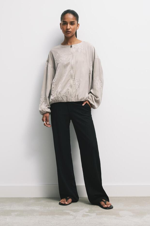 Çiçek işlemeli bomber ceket - 3