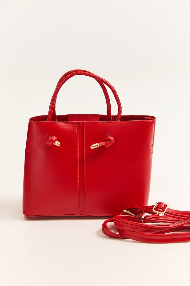 Red Hand and Shoulder Bag with Lace Detail
