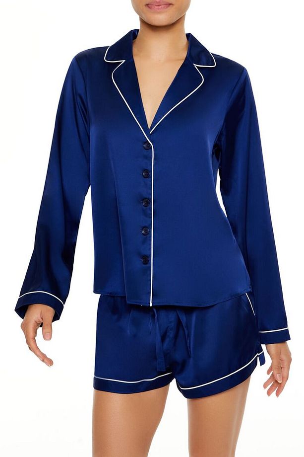 Şerit Detaylı Gömlek ve Şort Pijama Takımı - 1