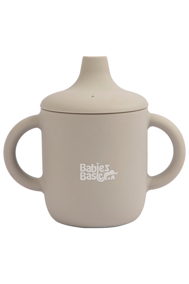 Stage 1 Silicone Trainer Cup with handles for Babies, Grey