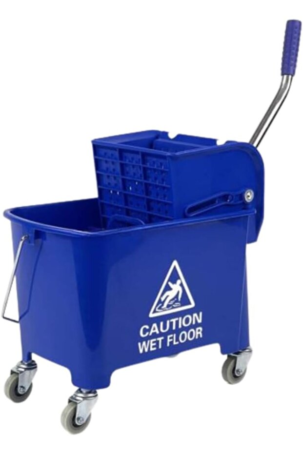 Mop Bucket & Wringer - 360-Degree Rotating Swivel Wheels 20 Liter Capacity Blue