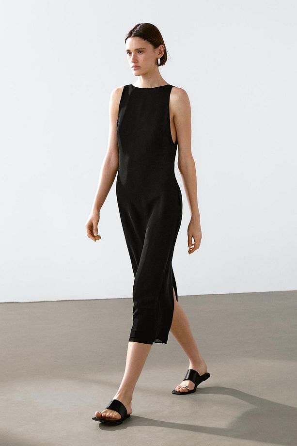 Bisiklet yaka midi elbise - 3