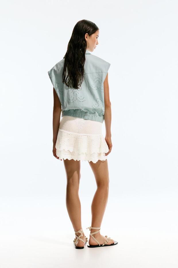 Volanlı crochet mini etek - 4