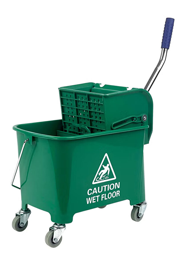 Mop Bucket & Wringer - 360-Degree Rotating Swivel Wheels 20 Liter Capacity Green