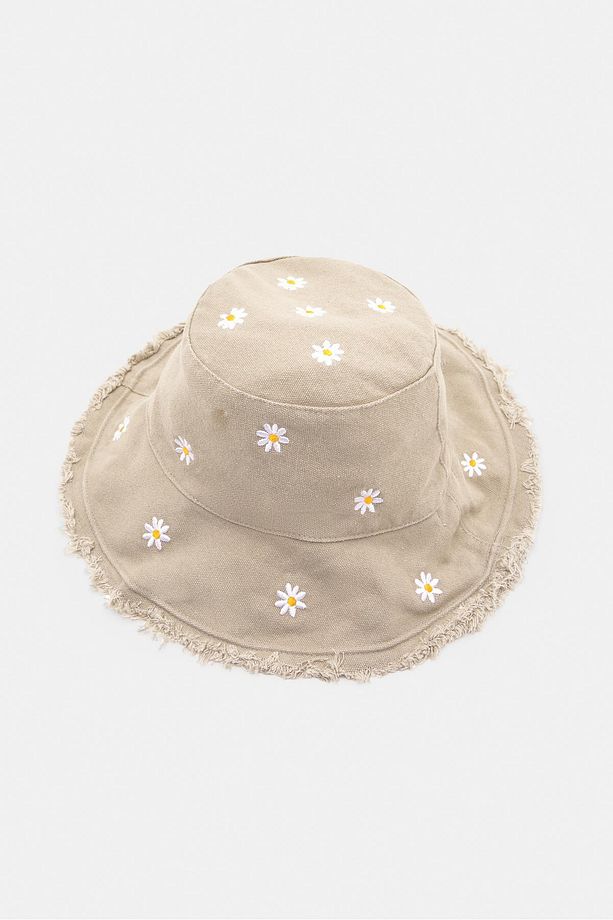 Papatya desenli bucket şapka - 2