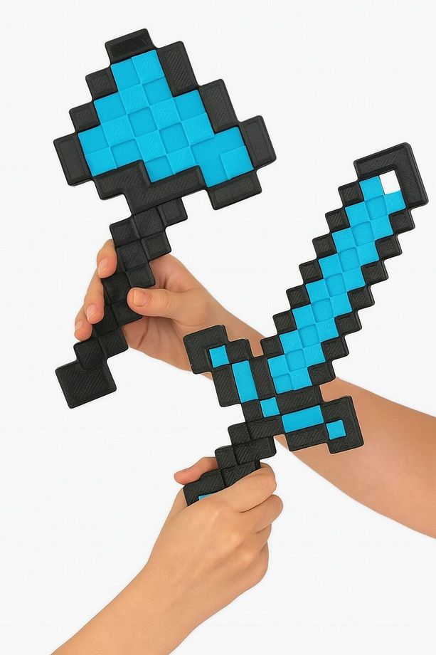 Minecraft Kılıç-kazma- Balta Üçlü Elmas Set 22 Cm / Minecraft Üçlü Elmas Set Figür - 2