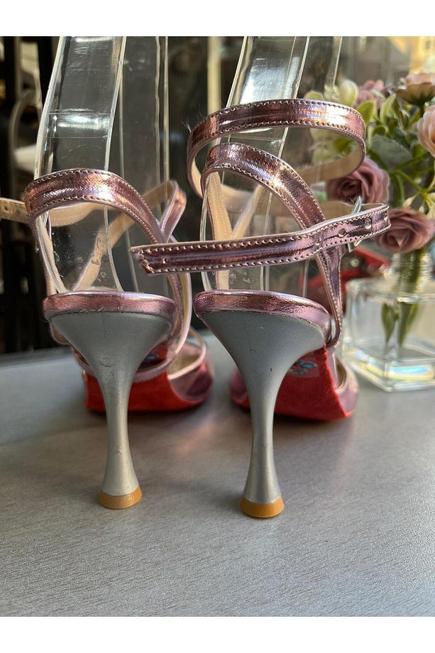 PARLAK LİLA KELEBEK MODEL 8,5 CM BOT KADEH MODEL TOPUK TANGO, DANS VE SALON AYAKKABISI - 5