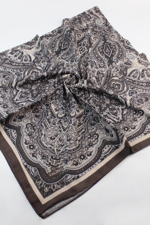 120X120 Ethnic Pattern Oversized Scarf Cotton Scarf Oversized Vintage Scarf Coffee