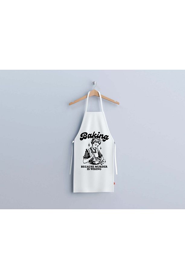 Baking Because Murder Is Wrong Retro Tarz Mutfak Önlüğü - 2