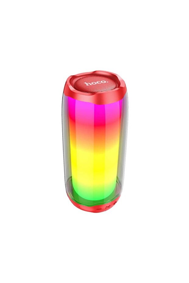 Portable Bluetooth 5.0 Speaker, Hoco Pulsating, RGB Lighting, TWS, Red - Hc8 - 2