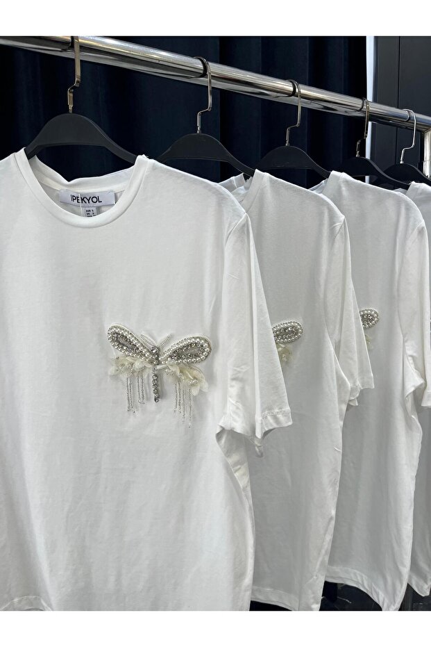 taş aksesuarlı tshirt - 5