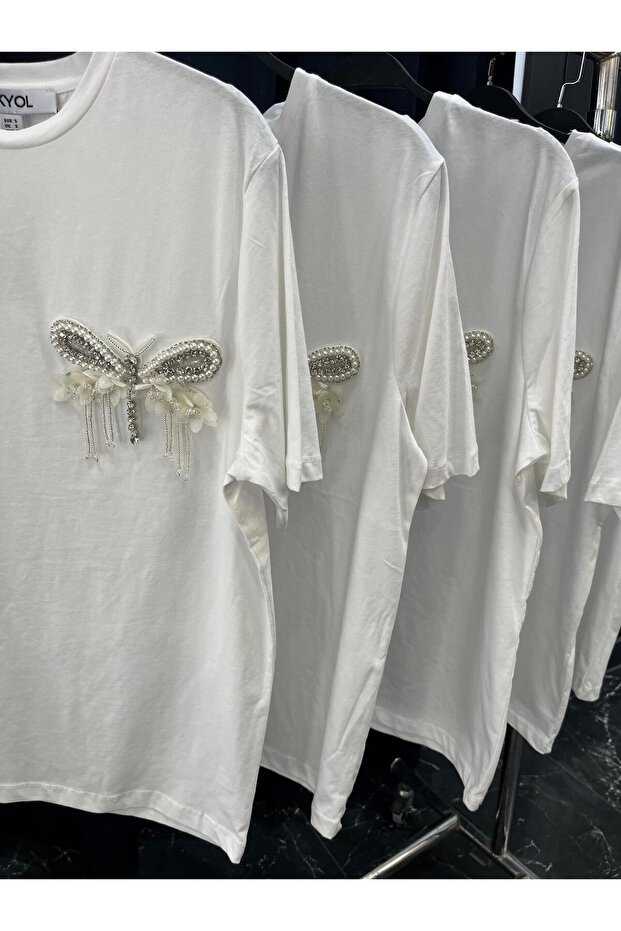 taş aksesuarlı tshirt - 2