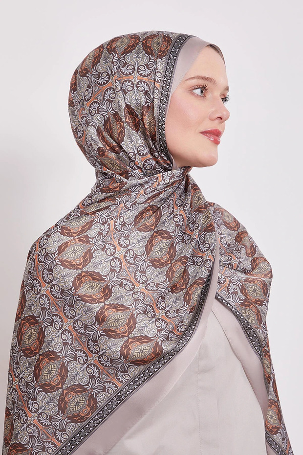 شال حرير هندي بنمط انعكاس - 1