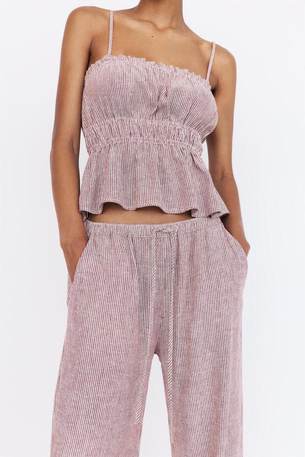 Çizgili pijama pantolonu - 5