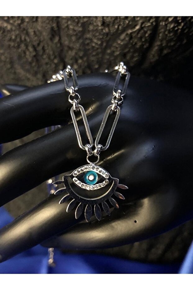 Eye Lash Model Steel White Color Necklace