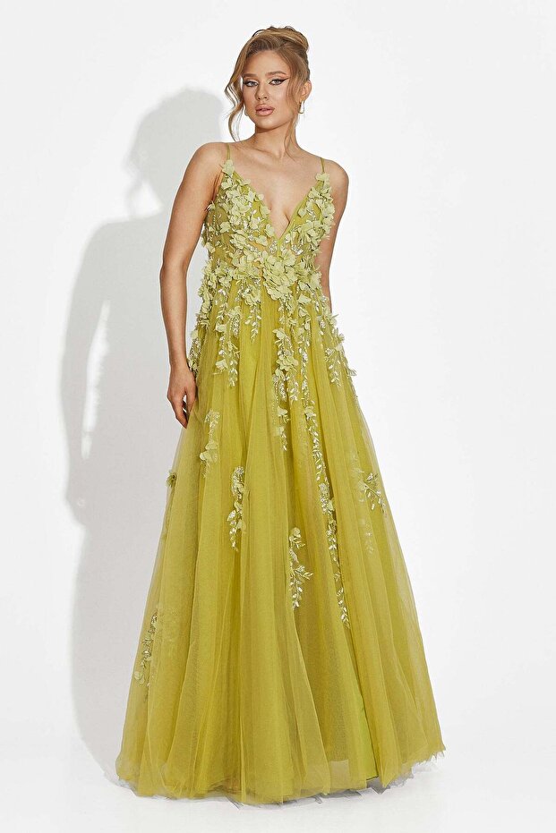 Rochie dama lunga verde Serina - 4