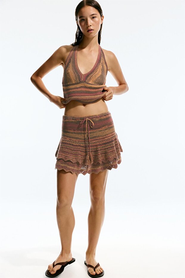 Volanlı crochet mini etek - 3