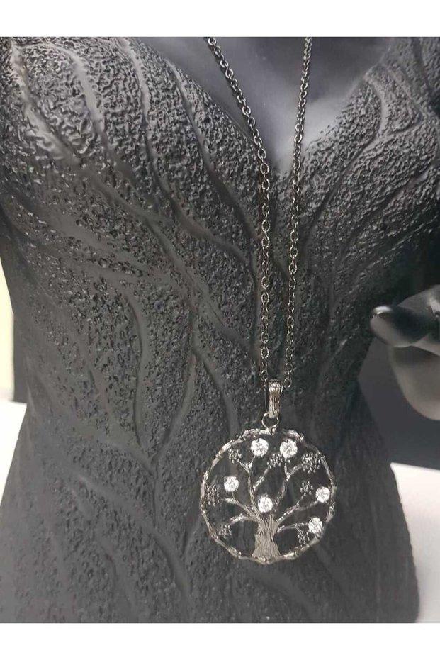 Steel Xuping White Zircon Stone Black Color Tree of Life Gift Necklace for Lover, Mother, Friend
