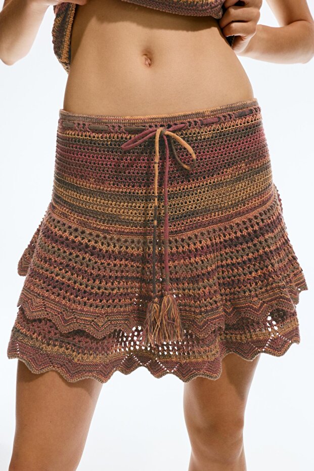 Volanlı crochet mini etek - 5