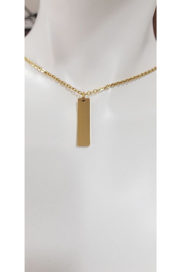 Steel Straight Bar Yellow Personalized Necklace