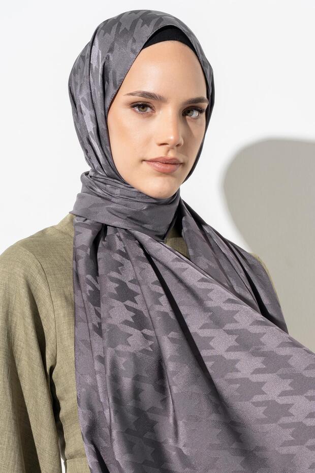 شال جاكار بنمط كبير على شكل مربعات - 3