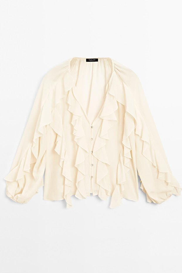 Fırfırlı dökümlü bluz - 4