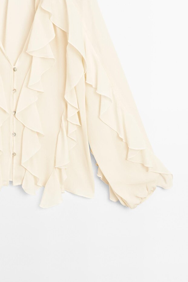 Fırfırlı dökümlü bluz - 6