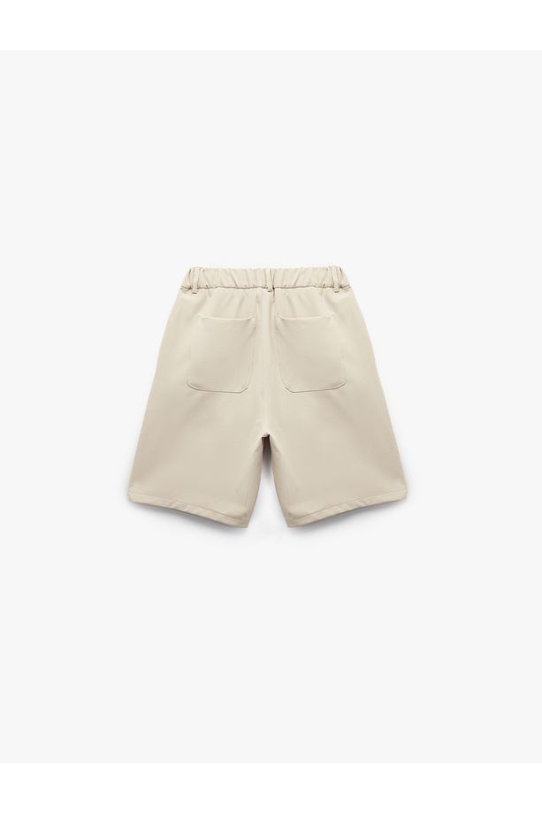 Düğmeli Bermuda Oversize Chino Şort - 4