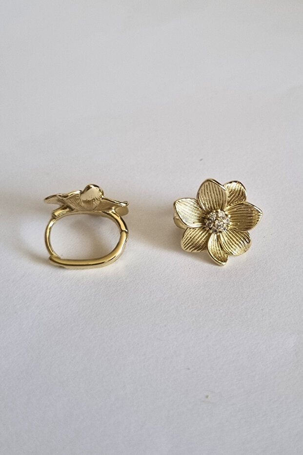 Xuping Çiçek Beyaz Taşlı Küpe - 5