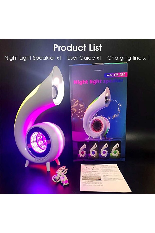 6 in 1 Lamp with Bluetooth Speaker, Clock, Alarm Clock, Makeup Mirror, Desk Lamp with 256 RGB Lighting Modes - 8