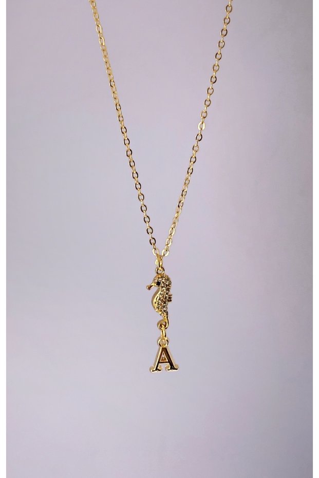 Asia by Leuvoie Zircon Stone a Letter Necklace