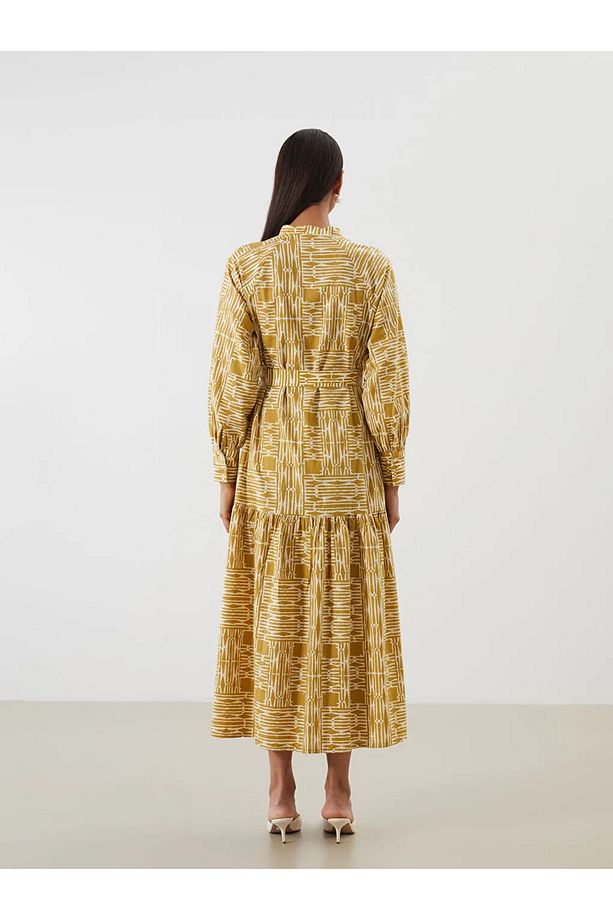 LCW Modest Sari Hakim Yaka Desenli Elbise - 3