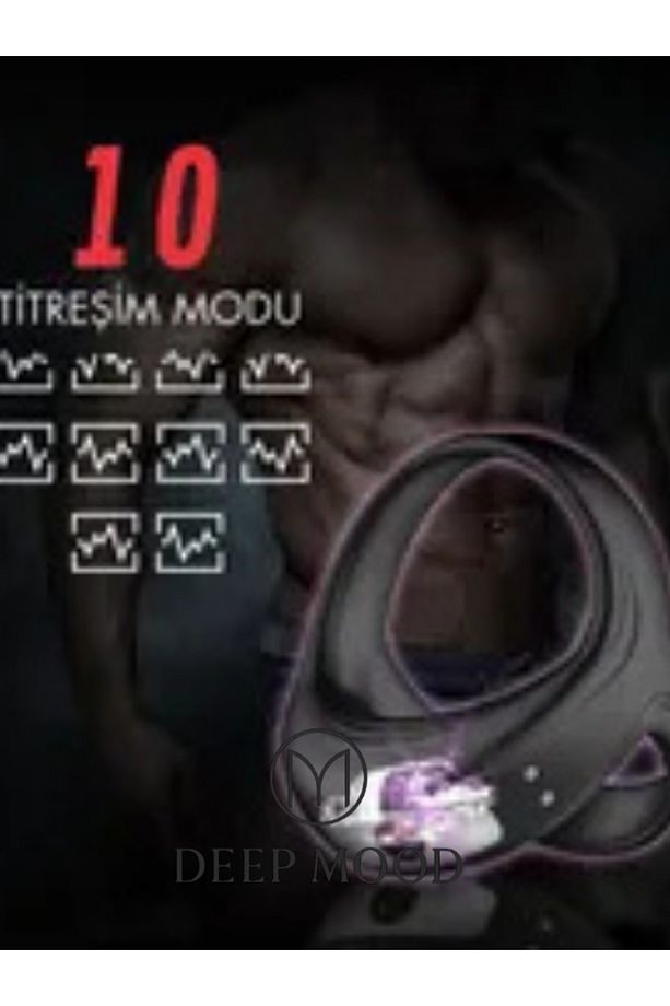 Şarjlı Su Geçirmez 10 Farklı Titreşim Modlu Klitoris Uyarıcı Titreşimli Testis ve Penis Yüzüğü - 3