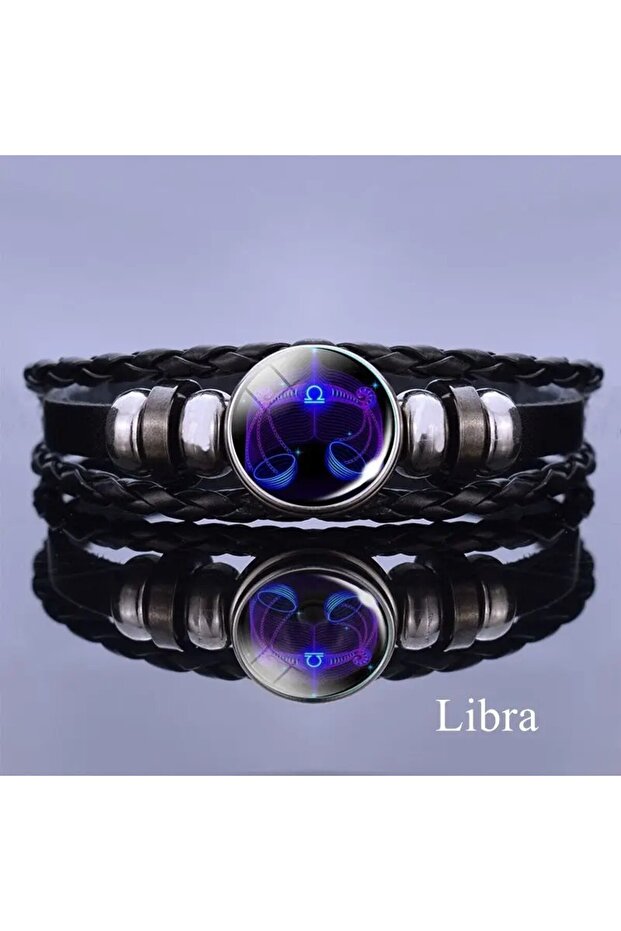 Shining Libra Sign, Adjustable Faux Leather Bracelet, Suitable for Both Men and Women