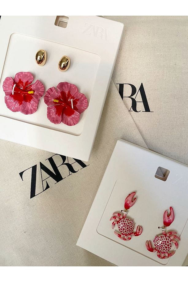 Zr model Çiçek ve halka küpe seti ( bir çift çiçek, bir çift halka küpe) - 3