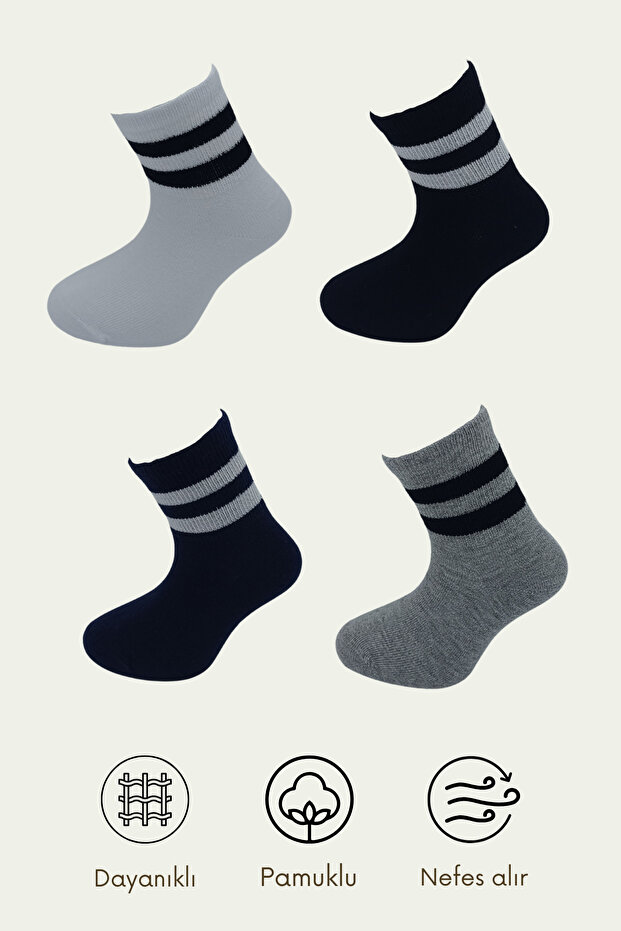 4 Pairs of Colorful Children's College Socks – Fun and Comfortable Design