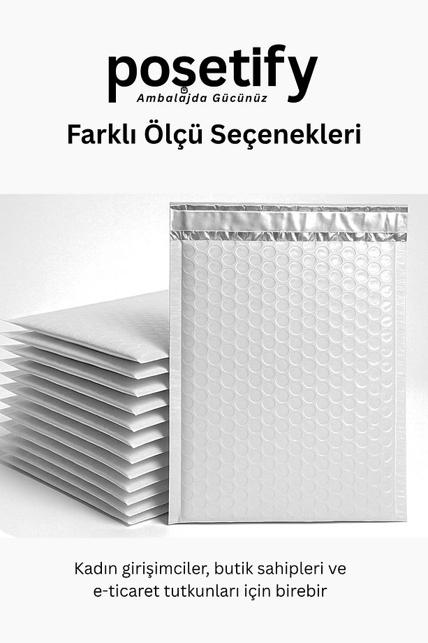 Balonlu Beyaz Kargo Poşeti 35x45+5 cm | 140 gr Bantlı Patpatlı Kargo Poşeti | 10’li E-Ticaret Poşeti - 5