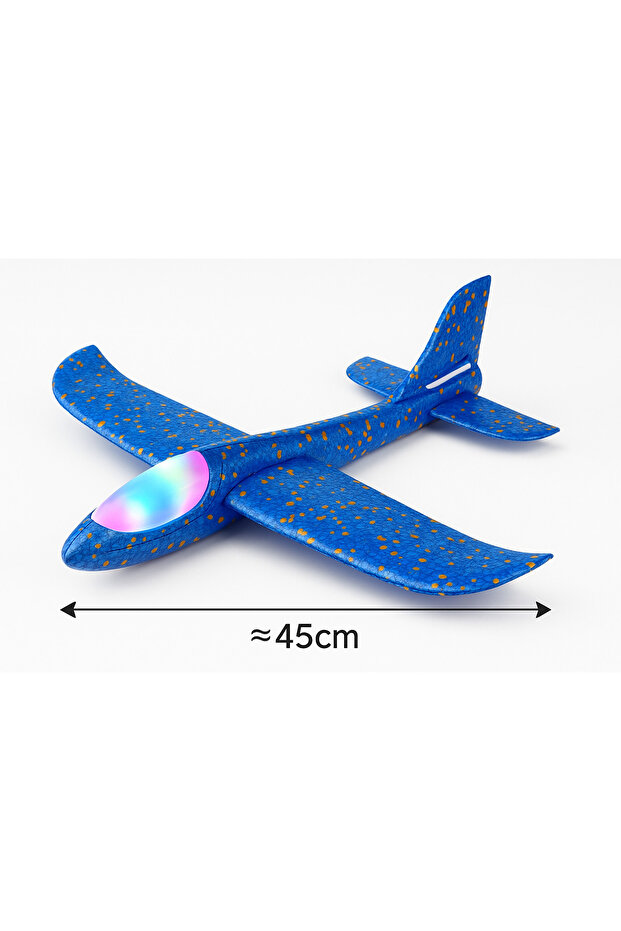 LED’li Işıklı Köpük Dev Fırlatma Uçak – 45 CM – Tekli Mavi Model - 2